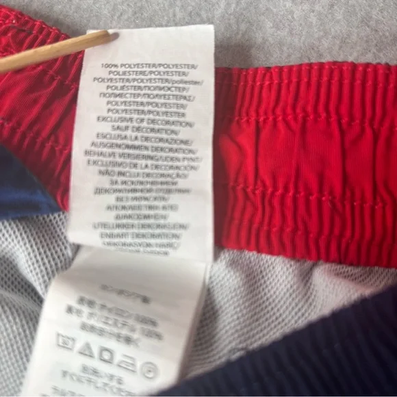 Polo Ralph Lauren Mens Med Swim Trunks Solid Swimsuit Navy Blue Red Pony Preppy - Picture 11 of 12